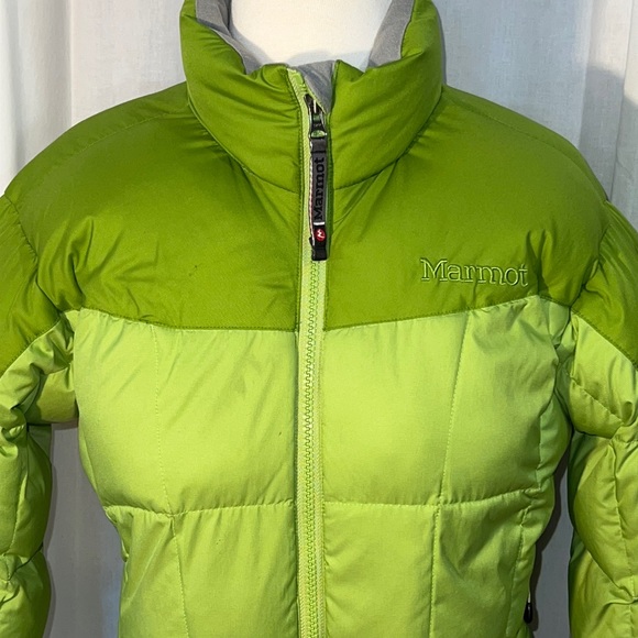 Marmot down puffer jacket-3 zipper pockets/cinch waist/up-down double-zip front - Picture 2 of 16